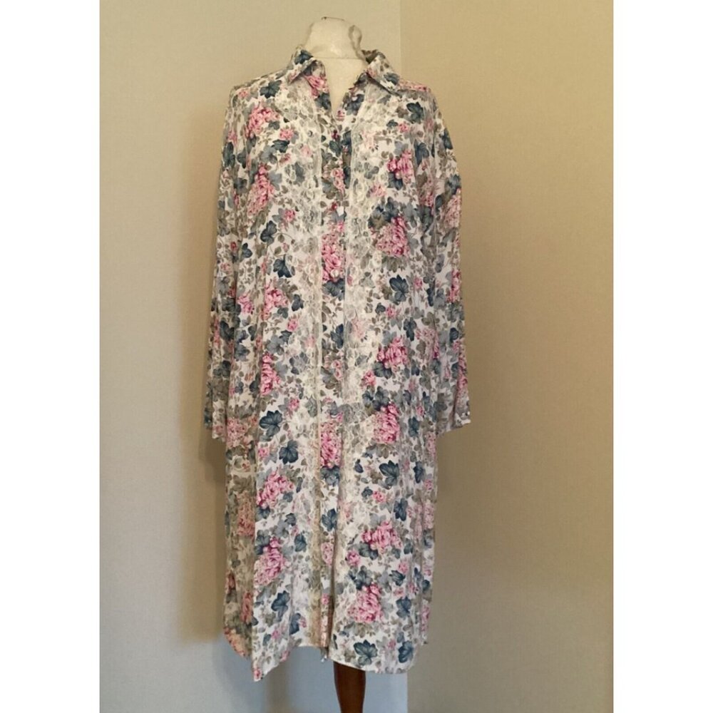 VTG VICTORIA'S SECRET GOLD LABEL FLORAL BUTTON FRONT NIGHTGOWN SLEEP SHIRT M/L